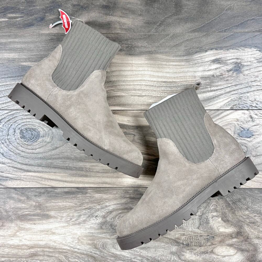 NEW Blondo Hallie 10M Taupe Suede Waterproof Chelsea Boots Booties - Picture 3 of 11